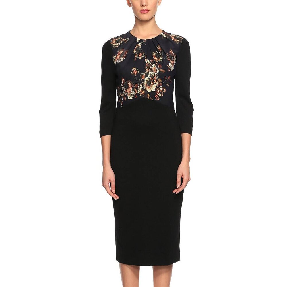 Jason Wu PF/14 Black Floral Print Crepe & Jersey Dress
